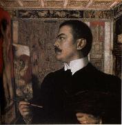 Franz von Stuck Self-Portrait at the Easel oil painting artist